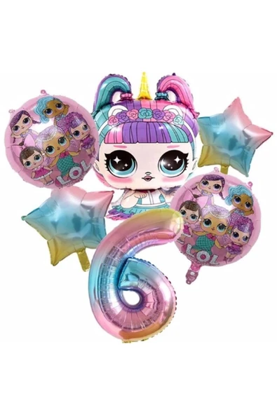 Unicorn Lol Bebek Konsept 6 Yaş Balon Doğum Günü Set Yaş Balon Set