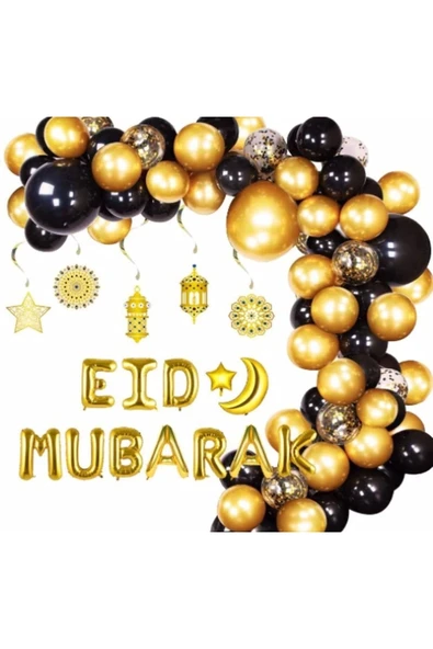 Gold Eid Mubarak Balon Set Ramazan Balon Seti