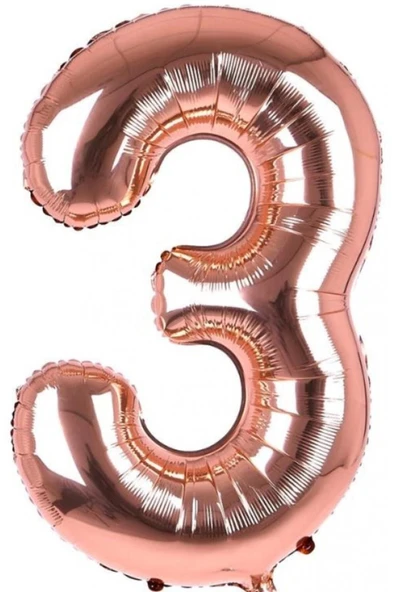 3 Yaş Rosegold Doğum Günü Balon Seti - Resim 3