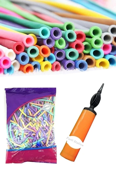 Karışık Renklerde Uzun Ince Sosis Balon Balon Pompası ürün görseli