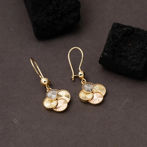 Therapy Sallantılı 14 Ayar Altın Küpe - 4