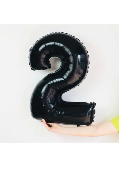 Siyah Rakam Balon Folyo 2 Yaş Rakam Balon 76cm (34 Inc Helyum Uyumlu) - Resim 3