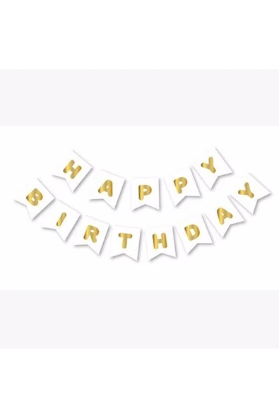 Happy Bırthday Beyaz Varaklı Banner Yazı Konfetili Şeffaf Balon Seti - 2