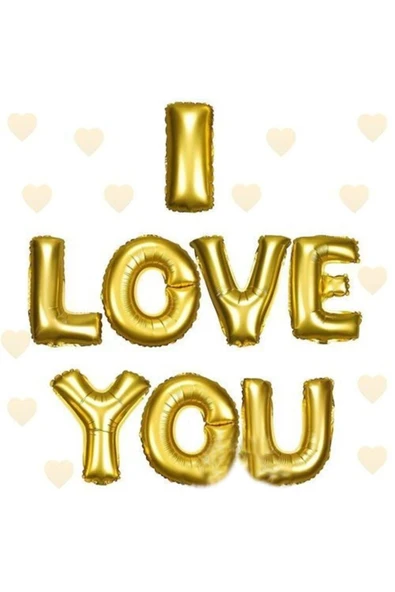 I Love You Folyo Balon Altın Renk