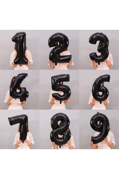 Siyah Rakam Balon Folyo 7 Yaş Rakam Balon 76cm (34 Inc Helyum Uyumlu) - 3