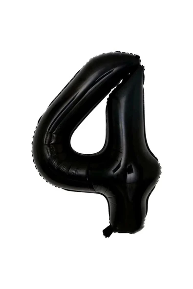 Siyah Rakam Balon Folyo 4 Yaş Rakam Balon 76cm (34 Inc Helyum Uyumlu) - Resim 3