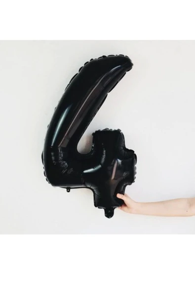 Siyah Rakam Balon Folyo 4 Yaş Rakam Balon 76cm (34 Inc Helyum Uyumlu) - Resim 2