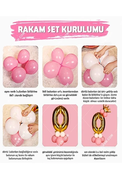 Rakam Balon Karşılama Seti 2 Yaş Rakam Balon Altın Kral Taçlı 2 Rakamlı Balon - Resim 2