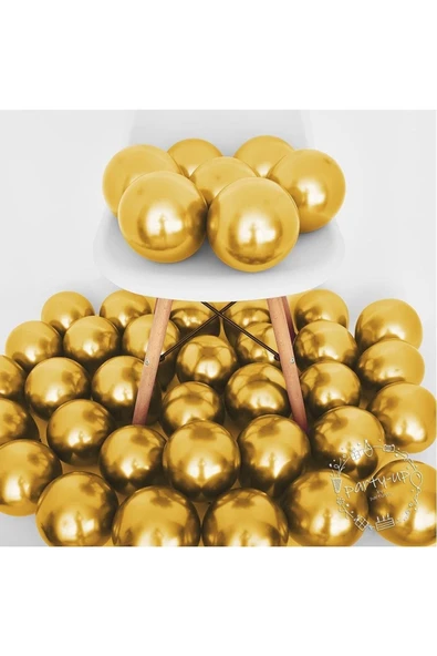 Gold Krom Balon Parlak Altın Renk Balon Yüksek Kaliteli Mirror Aynalı Balon 30cm (10 Adet) - Resim 2