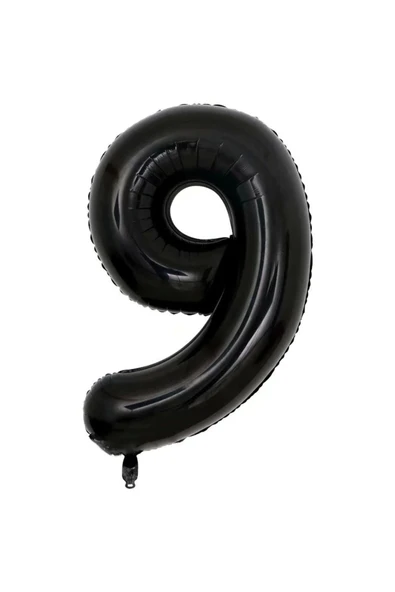 Siyah Rakam Balon Folyo 9 Yaş Rakam Balon 76cm (34 Inc Helyum Uyumlu) - Resim 4