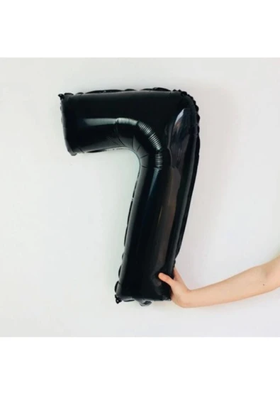 Siyah Rakam Balon Folyo 7 Yaş Rakam Balon 76cm (34 Inc Helyum Uyumlu) - 2