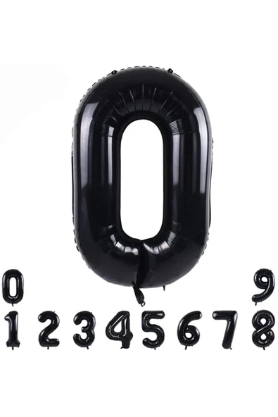 Siyah Rakam Balon Folyo 0 Yaş Rakam Balon 76cm (34 Inc Helyum Uyumlu) - 4