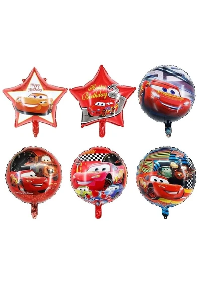 4 Yaş Siyah Rakam Balonlu Şimşek Mcqueen Balon Seti Arabalar (cars) Konfetili Şeffaf Balon - Resim 5