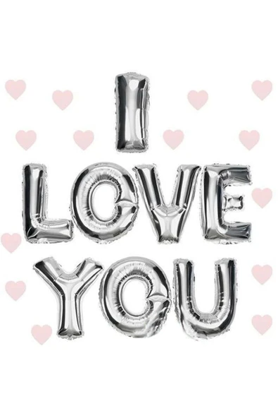 I Love You Folyo Balon Gümüş Renk 35 cm