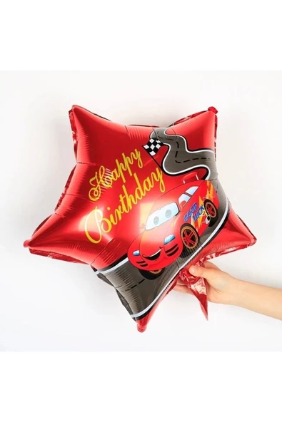 8 Yaş Siyah Rakam Balonlu Şimşek Mcqueen Balon Seti Arabalar (cars) Konfetili Şeffaf Balon - Resim 5