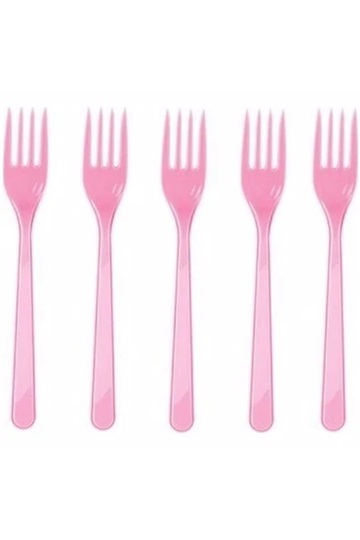 Plastik Kullan At Doğum Günü Tabak Bardak Çatal Peçete Pembe - 5