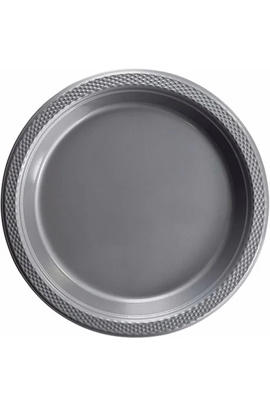 Plastik Kullan At Doğum Günü Tabak Bardak Çatal Peçete(gri) - Resim 4