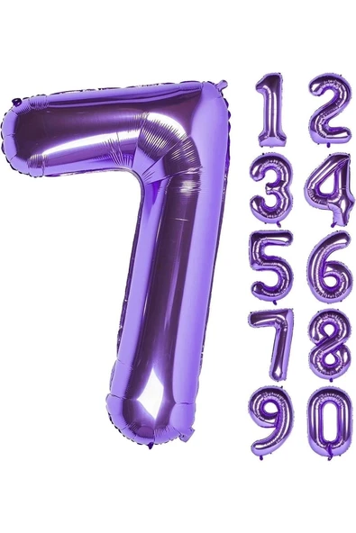 7 Yaş Mor Renk Rakam Folyo Balon 7 Yedi Rakam Mor Renk Helyum Uçan Folyo Balon 76 Cm Rakam Balon ürün görseli
