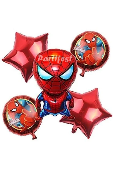 Spiderman Örümcek Adam Balon Set Balon Folyo Set Spiderman Konsept Doğum Günü Set Yaş Balon