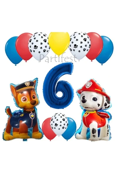 Paw Patrol 6 Yaş Balon Seti Paw Patrol Doğum Günü Set Paw Patrol Marshlall Chase ürün görseli