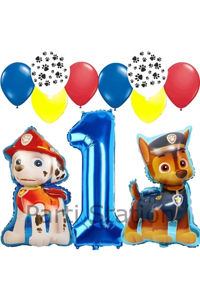 Paw Patrol Balon Seti Paw Petrol 1 Yaş Balon Seti Paw Patrol Doğum Günü Set Marshlall Chase ürün görseli