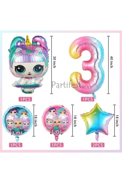 Lol Surprise 7 Yaş Balon Seti Lol Bebek Balon Seti Lol Doğum Günü Parti Seti - Resim 2