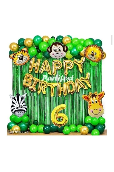 Safari Hayvanlar 6 Yaş Balon Set Safari Konsept Folyo Helyum Balon Set Safari Konsept Doğum Günü Set ürün görseli