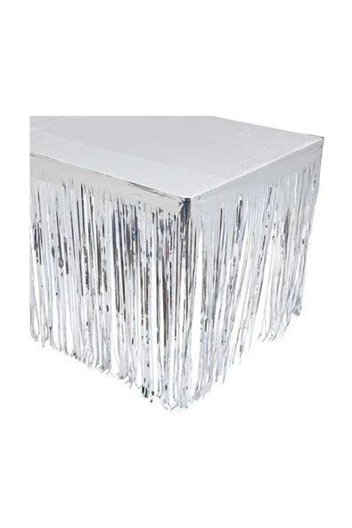 Gümüş Püsküllü Metalize Masa Eteği ürün görseli