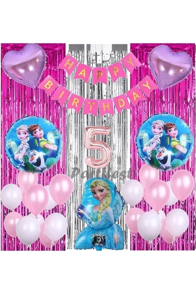 Frozen Elsa 5 Yaş Balon Seti Karlar Ülkesi Konsept Helyum Balon Set Frozen Elsa Doğum Günü Set