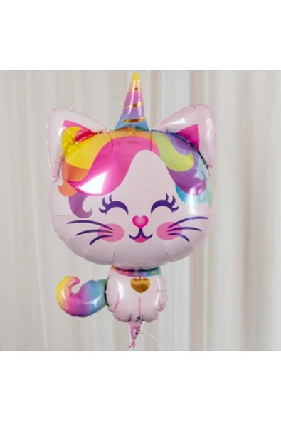 Unicorn Kedi Kitty Rakam Konsept 4 Yaş Balon Doğum Günü Set Yaş Balon Set - Resim 3