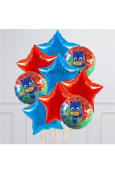 Pijamaskeliler Balon Seti Pjmasks Konsept Helyum Balon Set Pijamaskeli Doğum Günü Set ürün görseli