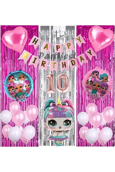 Unicorn Lol Surprise 10 Yaş Balon Seti Lol Bebek Balon Seti Lol Doğum Günü Parti Seti ürün görseli