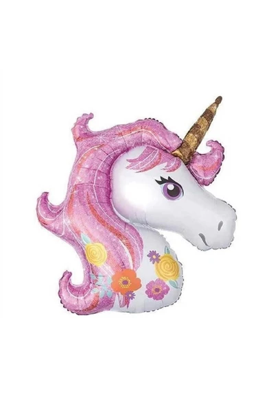 Pembe Unicorn Konsept 9 Yaş Balon Doğum Günü Set Gökkuşağı Unicorn Yaş Balon Set - Resim 2