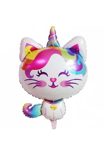 Unicorn Kedi Kitty Rakam Konsept 4 Yaş Balon Doğum Günü Set Yaş Balon Set - Resim 5