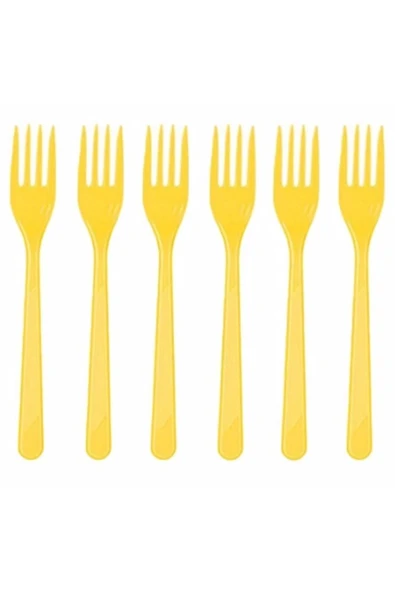 Plastik Çatal 10 Adet Sarı Renk