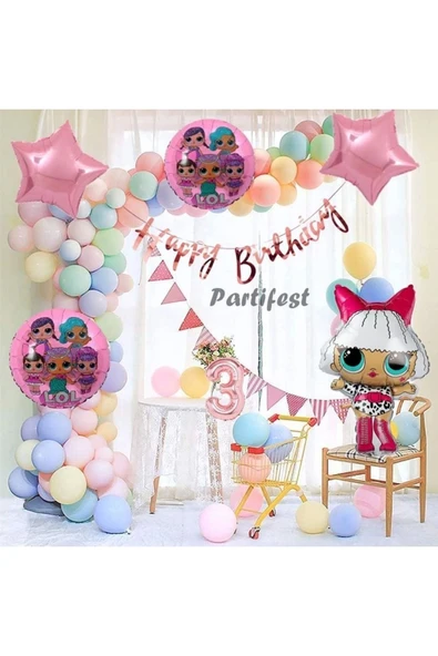 Lol Suprise 3 Yaş Balon Seti Lol Bebek Konsept Helyum Balon Set Diva Lol Bebek Doğum Günü Set