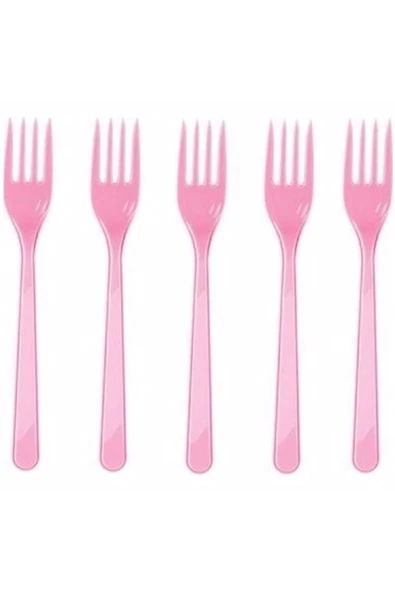 Plastik Çatal 10 Adet Pembe Renk ürün görseli