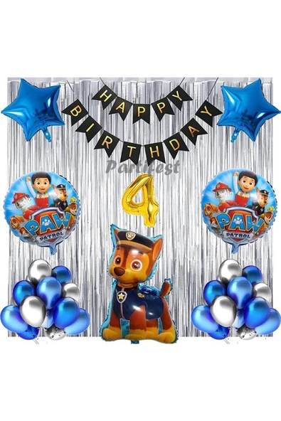 Paw Patrol Balon Seti Paw Petrol 4 Yaş Balon Seti Paw Patrol Doğum Günü Set Paw Patrol Chase ürün görseli