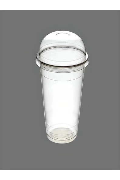 Plastik Şeffaf Bardak Kapaklı Milkshake Bardağı Kahve Bardağı Soğuk Içecek Bardağı 400-450ml 20 Adet - 2
