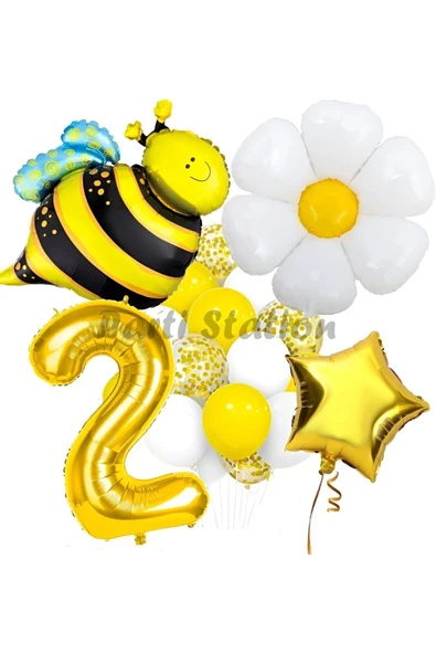 Bee Arı ve Papatya Konsept 2 Yaş Balon Set Bee Arı ve Papatya Tema Parti Doğum Günü Parti Balon Set
