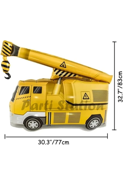 İş Makinaları İnşaat Parti 3 Yaş Balon Set Kepçe Balon Vinç Balon Kamyon Balon Doğum Günü Set - Resim 4