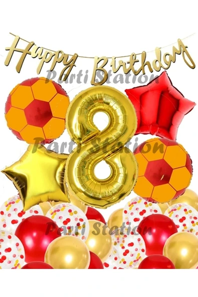 Sarı Kırmızı Balon Set Sarı Kırmızı 8 Yaş Balon Set Futbol Balon Set Doğum Günü Balon Set ürün görseli