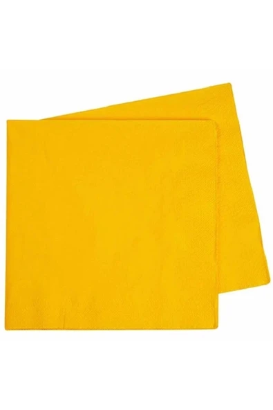 25 Kişilik Kullan At Plastik Tabak Bardak Çatal Peçete Masa Örtüsü Seti Sarı Renk - Resim 4