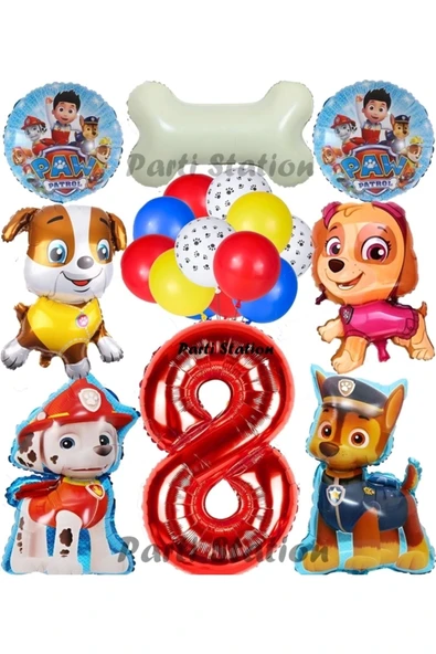 Paw Patrol 8 Yaş Balon Set Paw Petrol Marshall Chase Skye Rubble Doğum Günü Parti Folyo Balon Seti