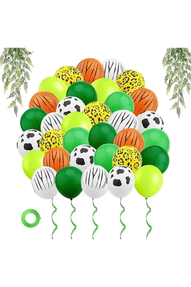 Safari Parti Balon Seti 4 Yaş Safari Jungle Konsept Doğum Günü Balon Karşılama Set Yeşil Rakam Balon - Resim 4