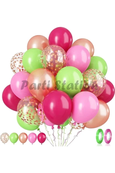 Tropikal Konsept Parti Flamingo 1 Yaş Doğum Günü Balon Seti Yaz Temalı Tropikal Flamingo Parti - Resim 5