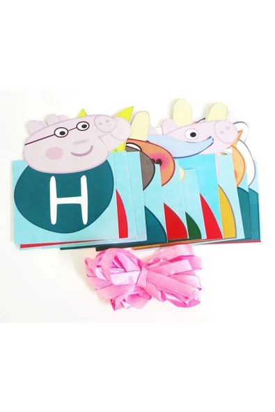 Peppa Pig Happy Birthday Banner ve Balon Doğum Günü Parti Seti Peppa Pig Flama - 3
