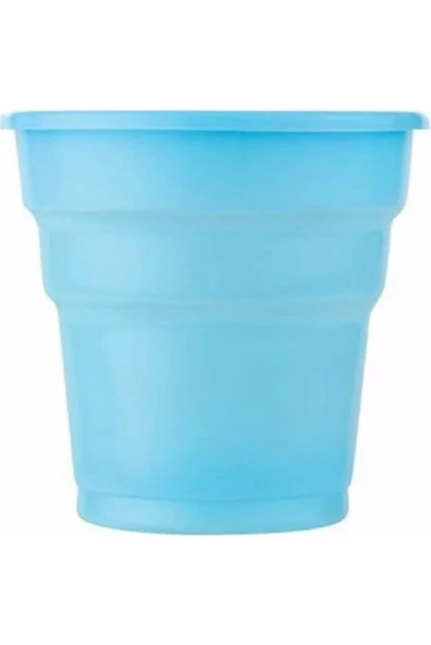 25 Kişilik Kullan At Plastik Tabak Bardak Çatal Peçete Masa Örtüsü Seti Mavi Renk - Resim 3