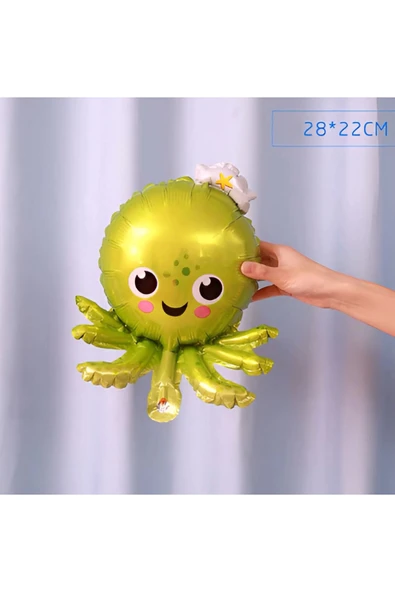 Okyanus Hayvanları 5 Yaş Doğum Günü Balon Set Deniz Canlıları Köpek Balığı Ahtapot Kırmızı Balık Set - Resim 4