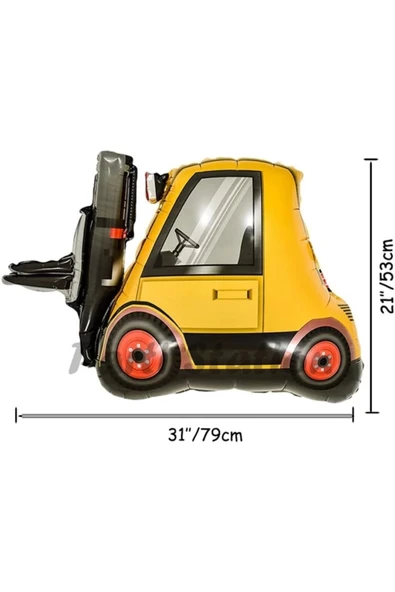 İş Makinaları İnşaat Parti 3 Yaş Balon Set Kepçe Balon Vinç Balon Kamyon Balon Doğum Günü Set - Resim 2